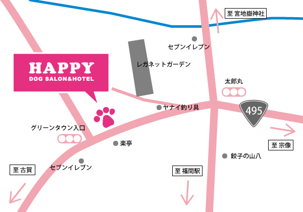 福岡 福津市 ペット美容室 地図